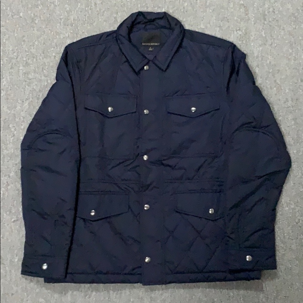 Banana Republic Navy Quilted Lightweight Shirt Jacket